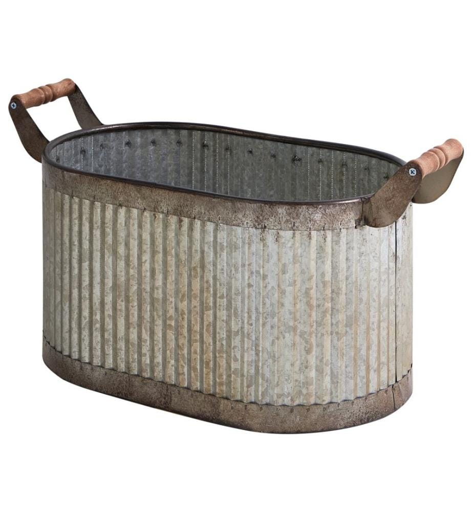 Lot de 2 pots de fleurs TULIPE Métal 31/41 cm Gris