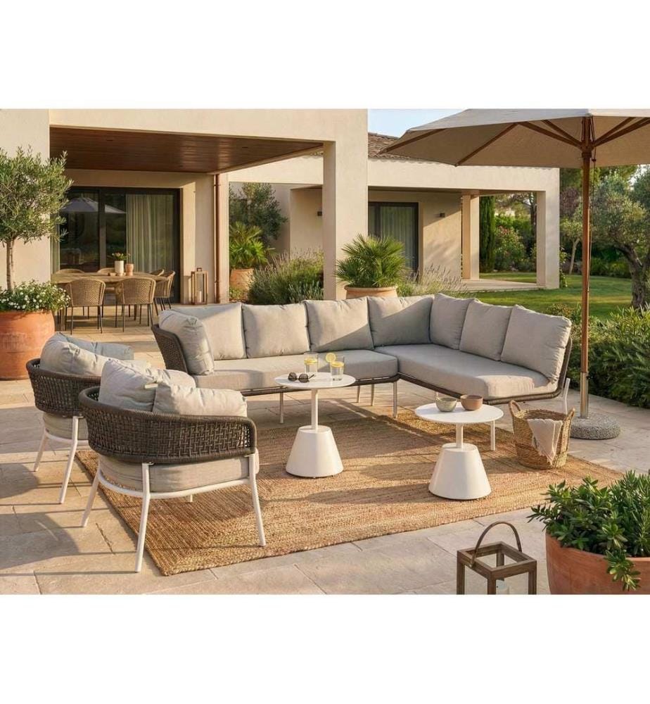 Gartensofa Set 7-Sitzer ROBELLA mit Tischen Beige