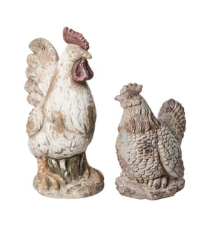 Gartenskulptur 2er Set SPECCHIA Huhn Beige