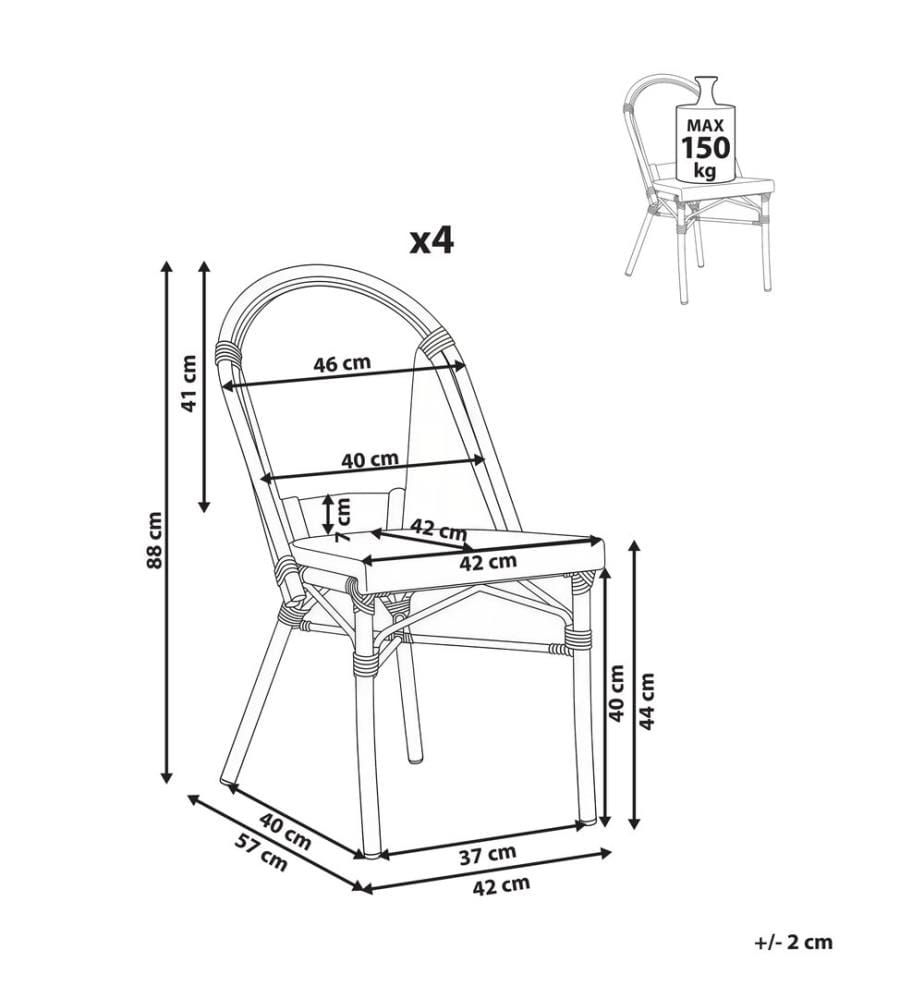 Set mit 4 Stühlen RIFREDDO Polyrattan Grau