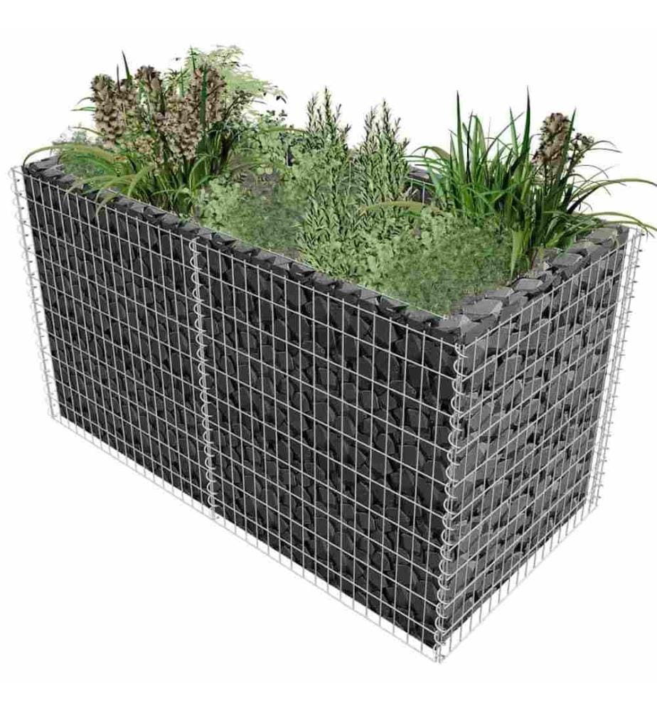 Gabionen-Hochbeet Stahl 180×90×100 cm Silbern