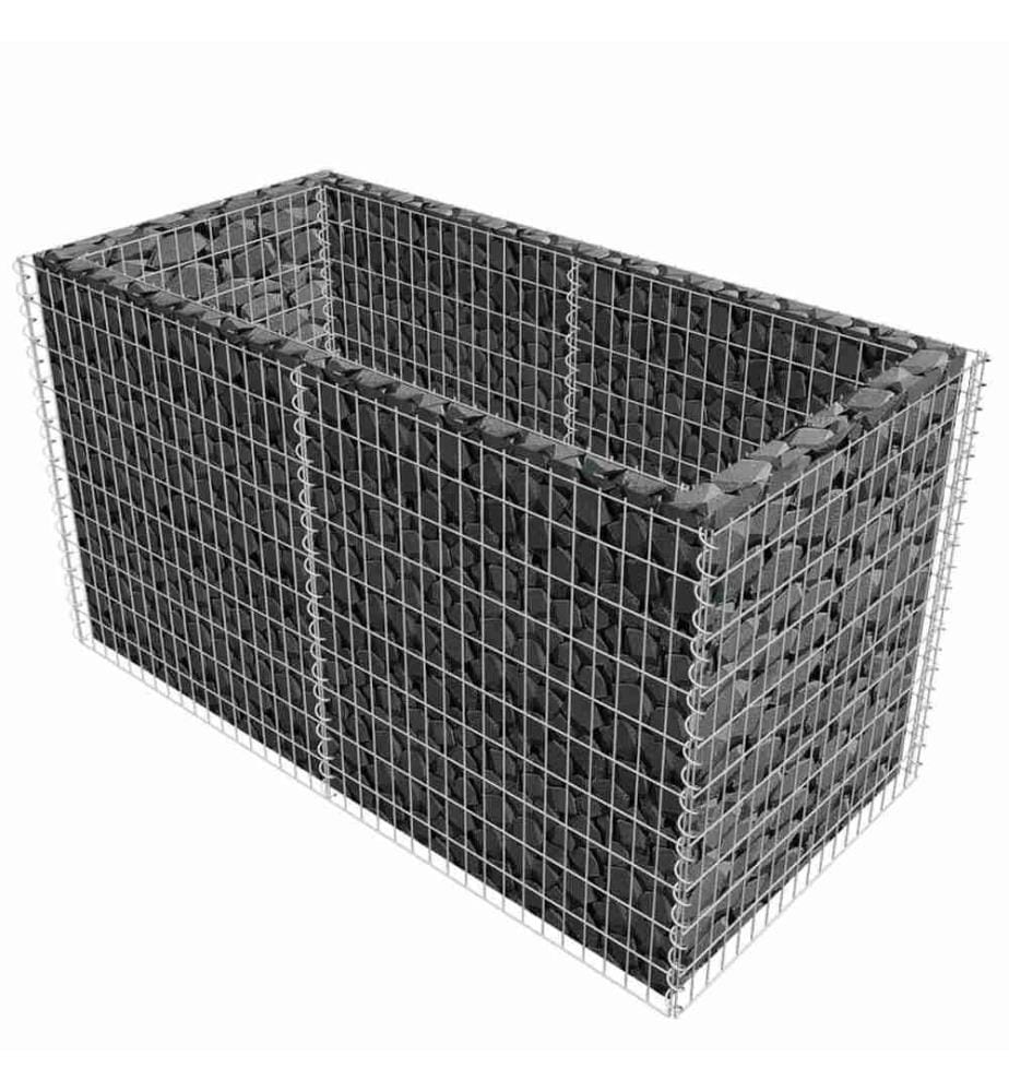 Gabionen-Hochbeet Stahl 180×90×100 cm Silbern