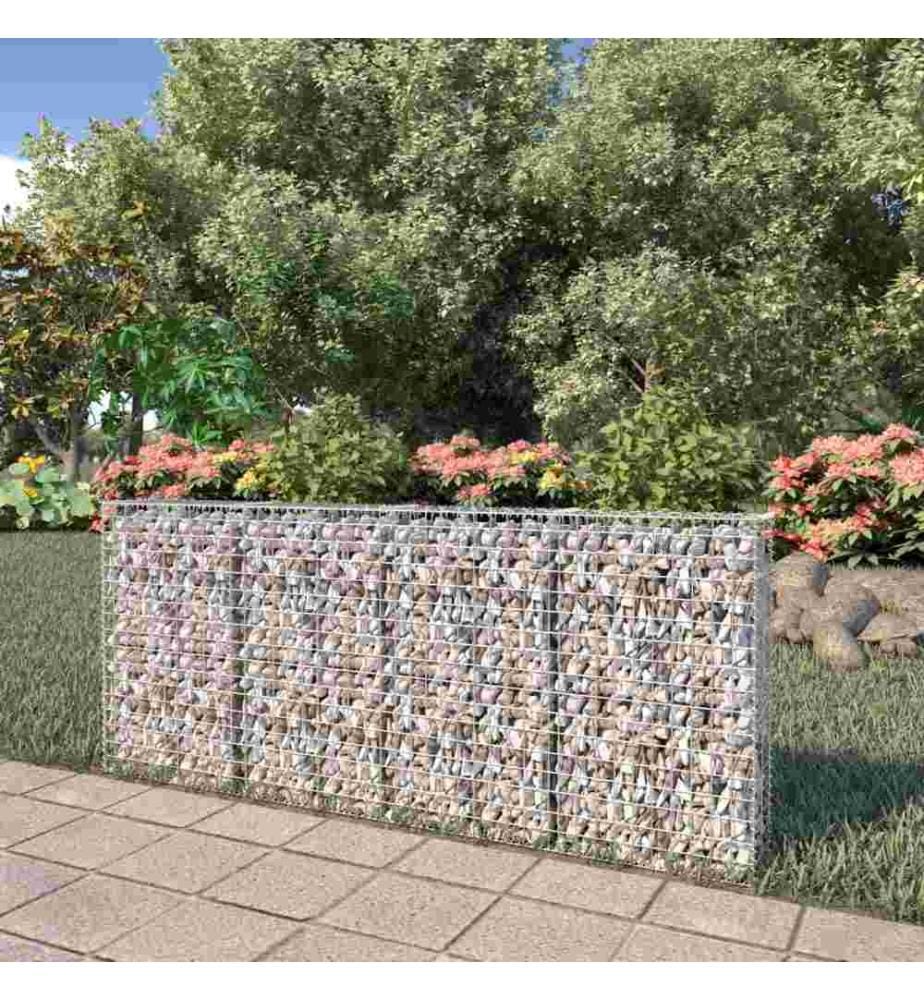 Gabionenwand mit Abdeckung Verzinkter Stahl 200×20×85 cm