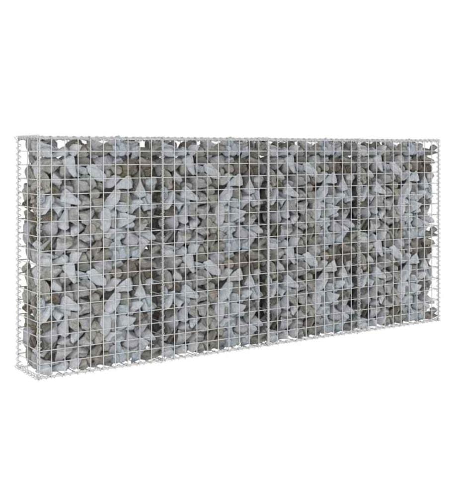 Gabionenwand mit Abdeckung Verzinkter Stahl 200×20×85 cm