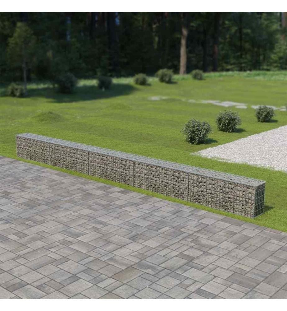 Mur à gabion avec couvercles Acier galvanisé 600 x 30 x 50 cm
