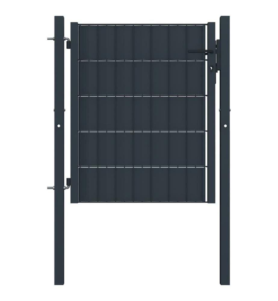 Zauntor PVC und Stahl 100x101 cm Anthrazit