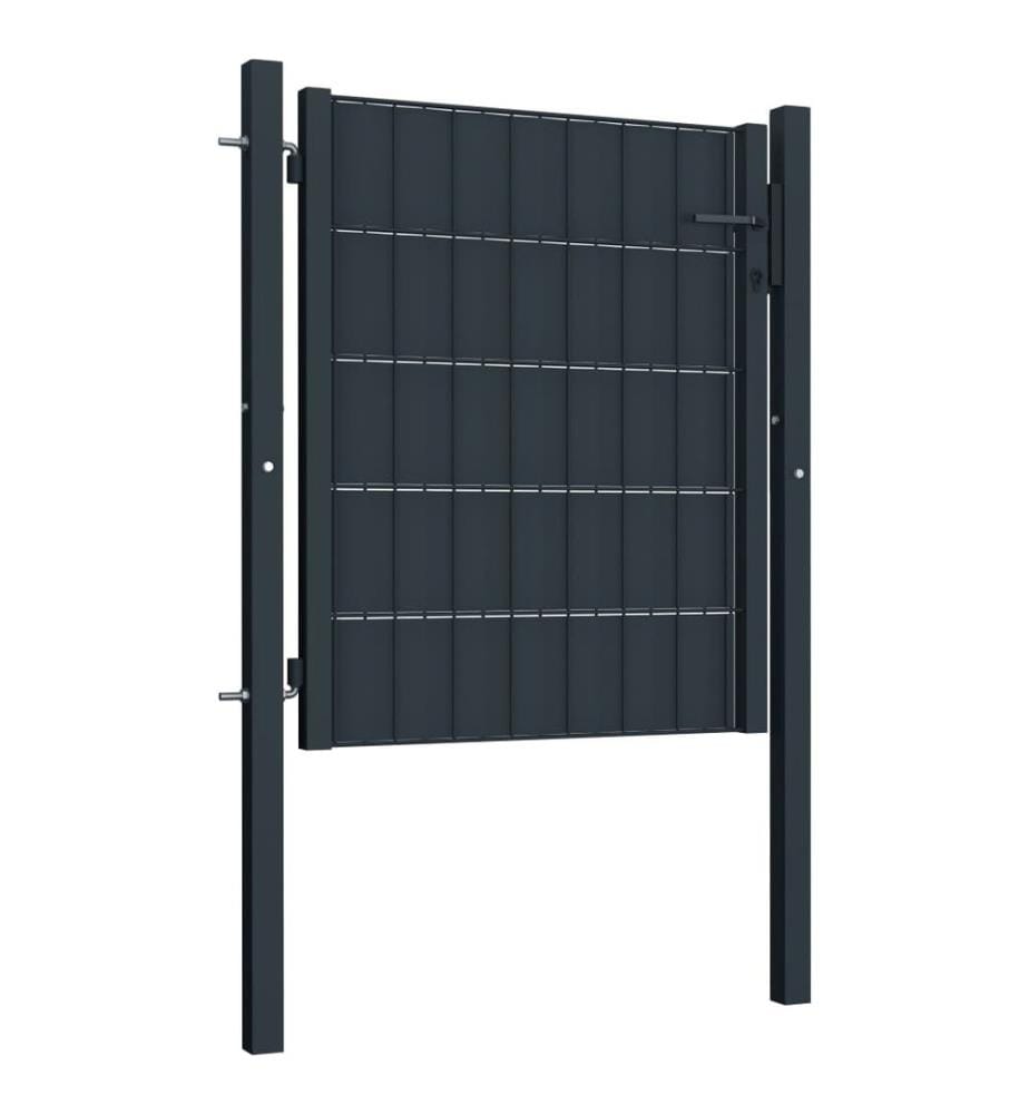 Zauntor PVC und Stahl 100x101 cm Anthrazit