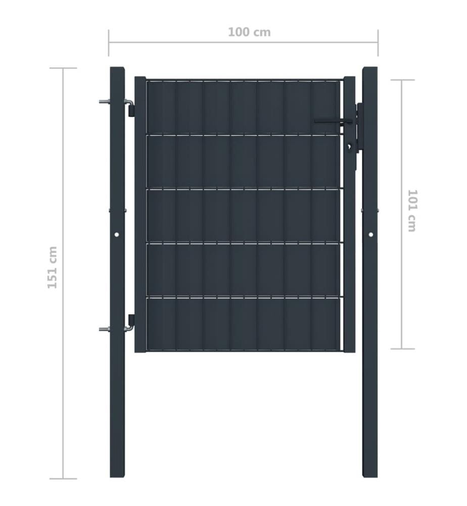 Zauntor PVC und Stahl 100x101 cm Anthrazit