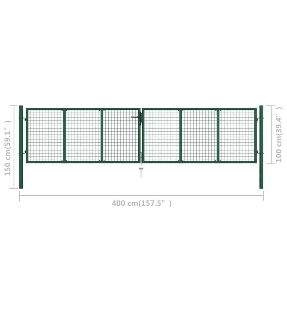Mesh-Gartentor Stahl 400 x 100 cm Grün