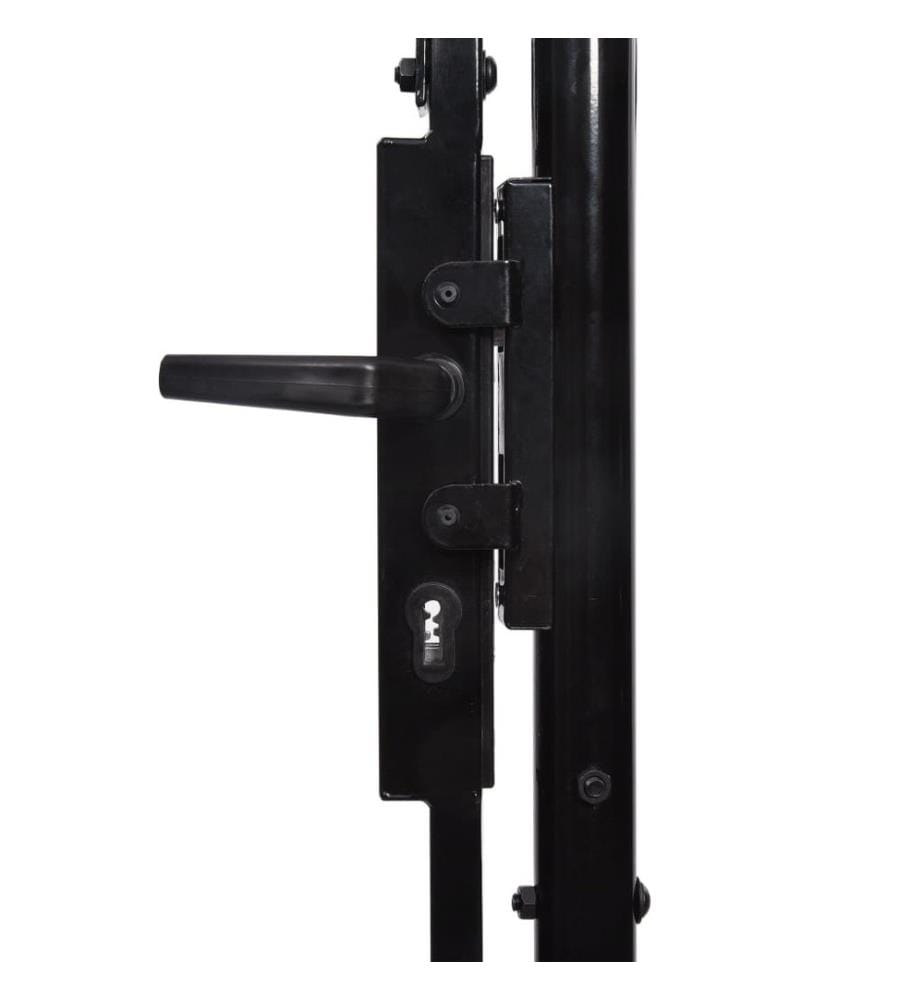 Zauntor Doppelflügel mit Speerspitzen Stahl 3 x 1,5 m Schwarz