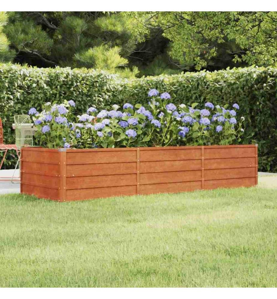 Lit surélevé de jardin rouillé 240x80x45 cm acier corten