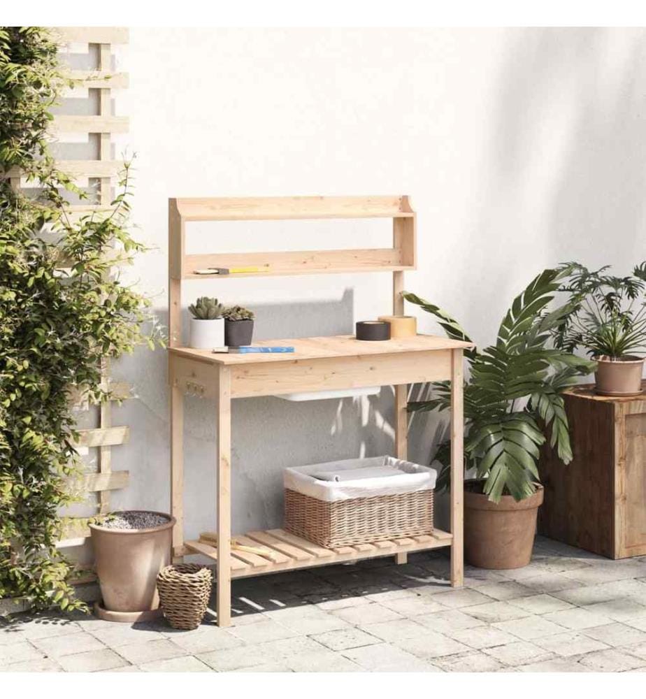 Pflanztisch mit Waschbecken 147,5x44x139,5 cm Massivholz Tanne