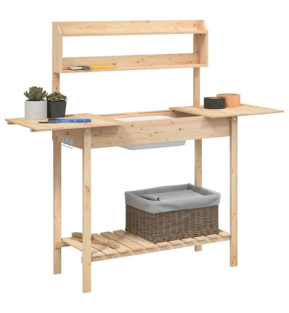 Pflanztisch mit Waschbecken 147,5x44x139,5 cm Massivholz Tanne