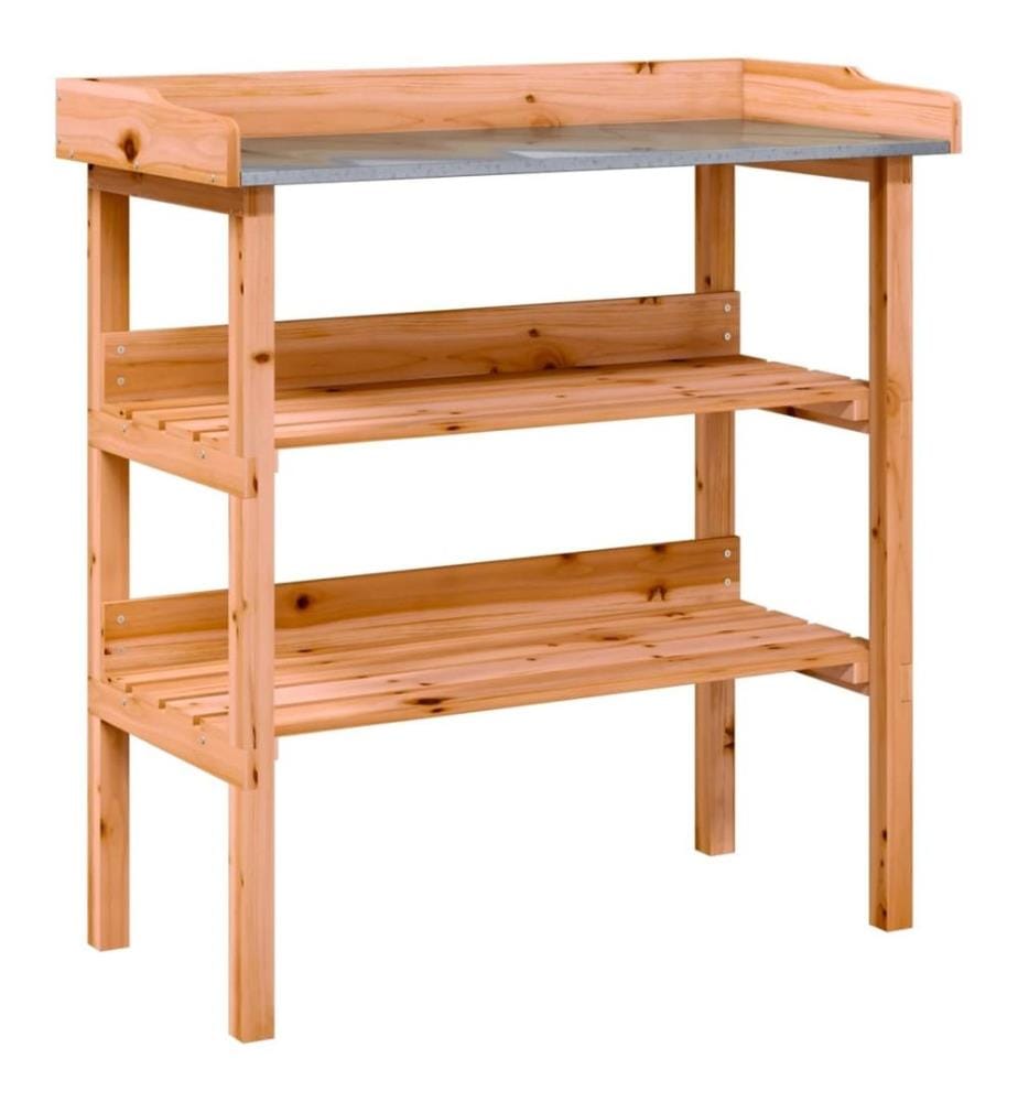 Pflanztisch mit Ablagen Braun 78x38x82,5 cm Massivholz Tanne