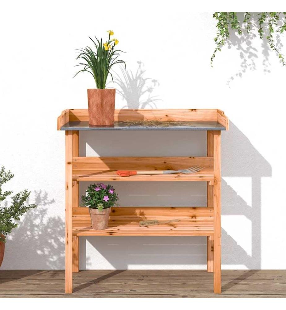 Pflanztisch mit Ablagen Braun 78x38x82,5 cm Massivholz Tanne