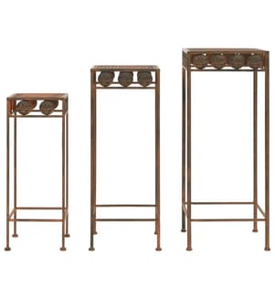 Pflanzenständer-Set 3-tlg. Vintage-Stil Metall Rostfarben