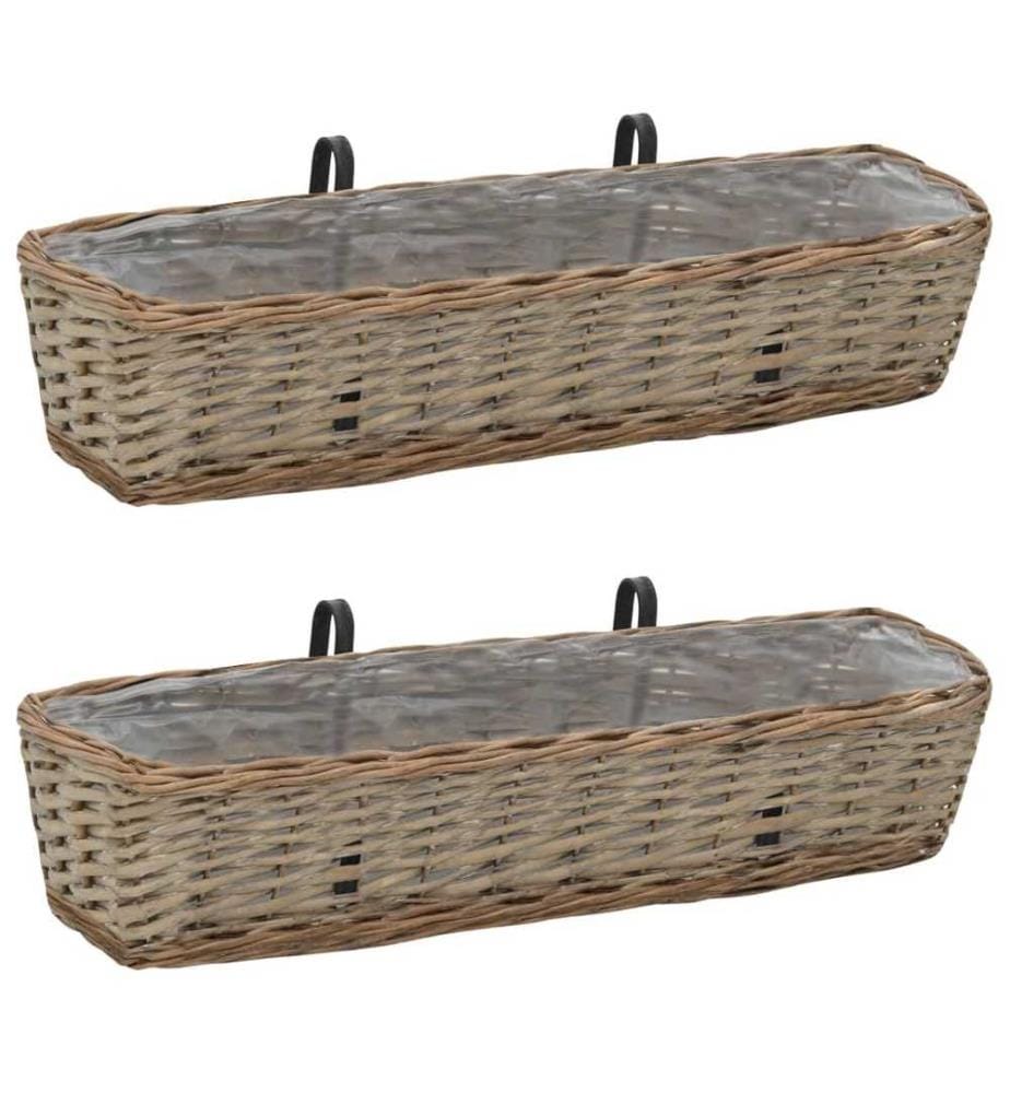 Balkon-Blumenkasten 2 Stk. Weide mit PE-Auskleidung 80 cm