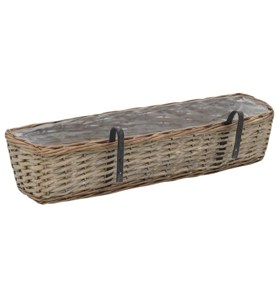Balkon-Blumenkasten 2 Stk. Weide mit PE-Auskleidung 80 cm
