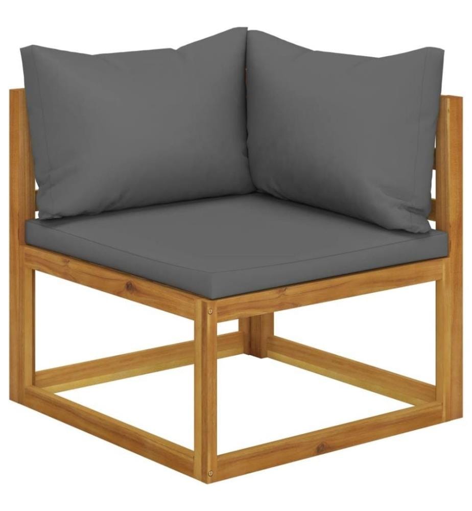 Salon de jardin 6 pcs avec coussin Bois d'acacia solide