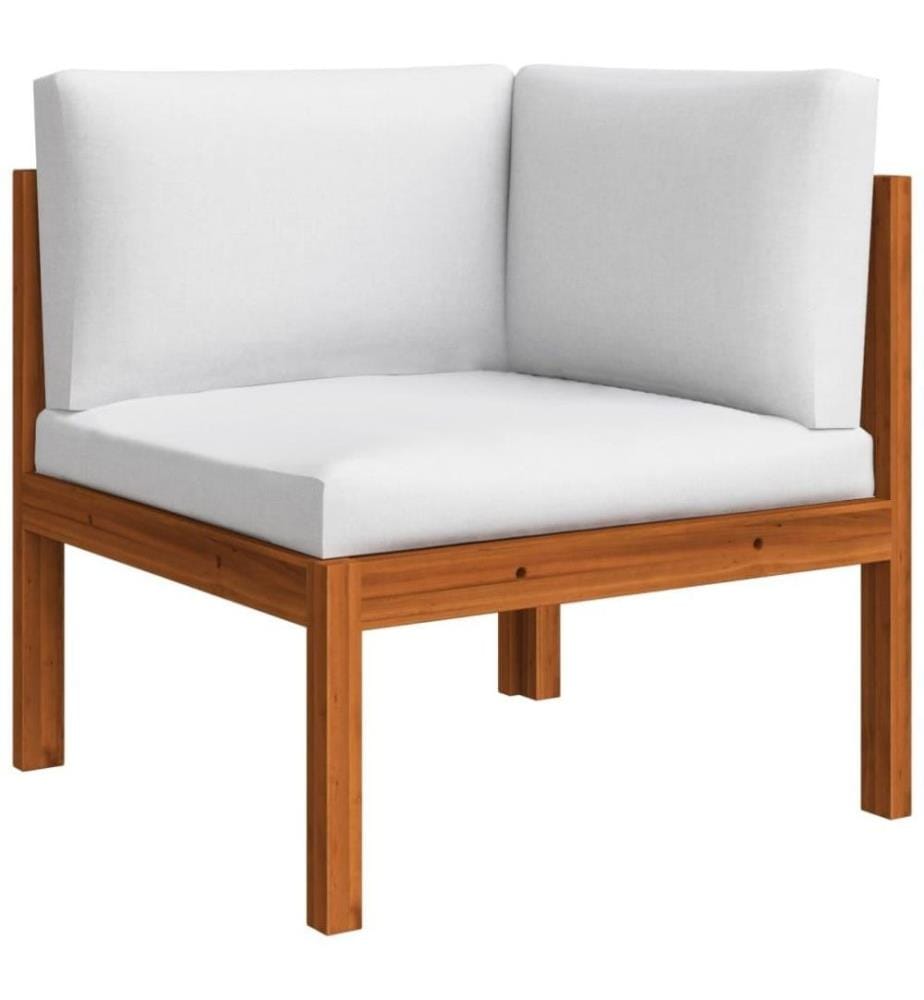 Salon de jardin 6 pcs avec coussins Crème Bois d'acacia solide