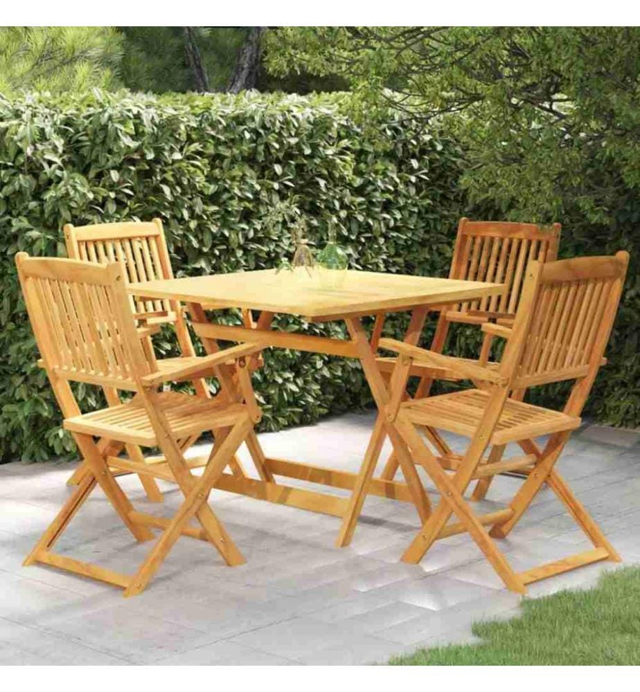 Mobilier à dîner de jardin pliable 5 pcs Bois d'acacia solide
