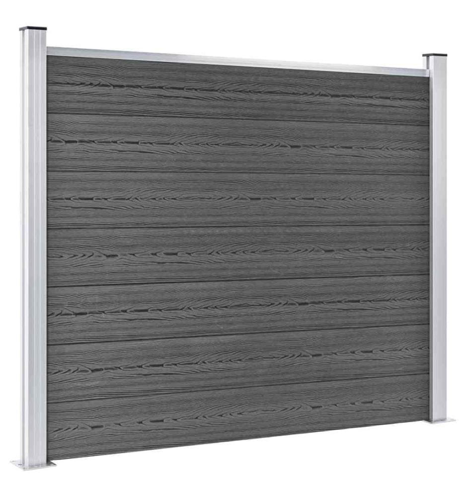 Ensemble de panneau de clôture WPC 699x146 cm Noir