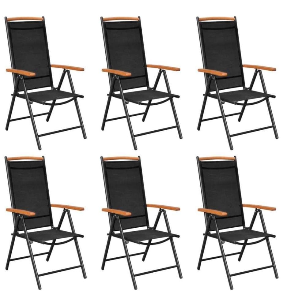 Ensemble de salle à manger de jardin 7 pcs Aluminium Noir
