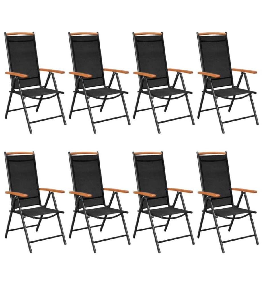 Ensemble de salle à manger de jardin 9 pcs Aluminium Noir