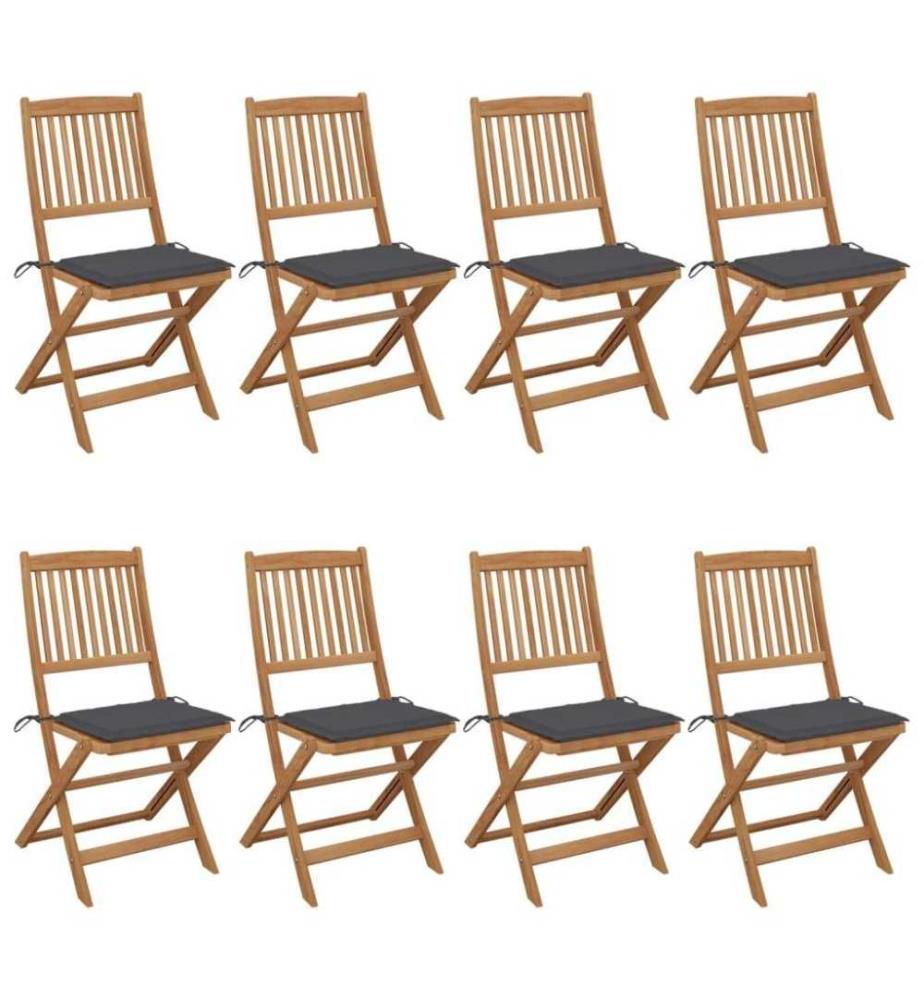 Klappbare Gartenstühle 8 Stk. mit Kissen Massivholz Akazie