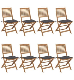 Klappbare Gartenstühle 8 Stk. mit Kissen Massivholz Akazie