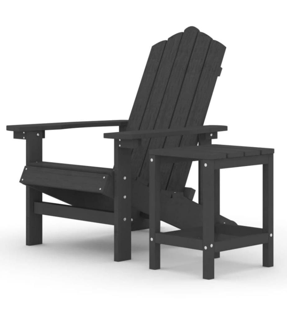 Adirondack-Gartenstuhl mit Tisch HDPE Anthrazit