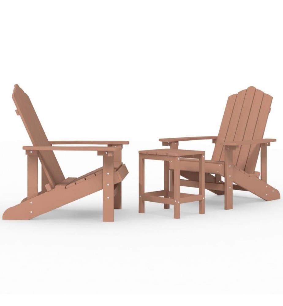 Chaises de jardin Adirondack avec table PEHD Marron