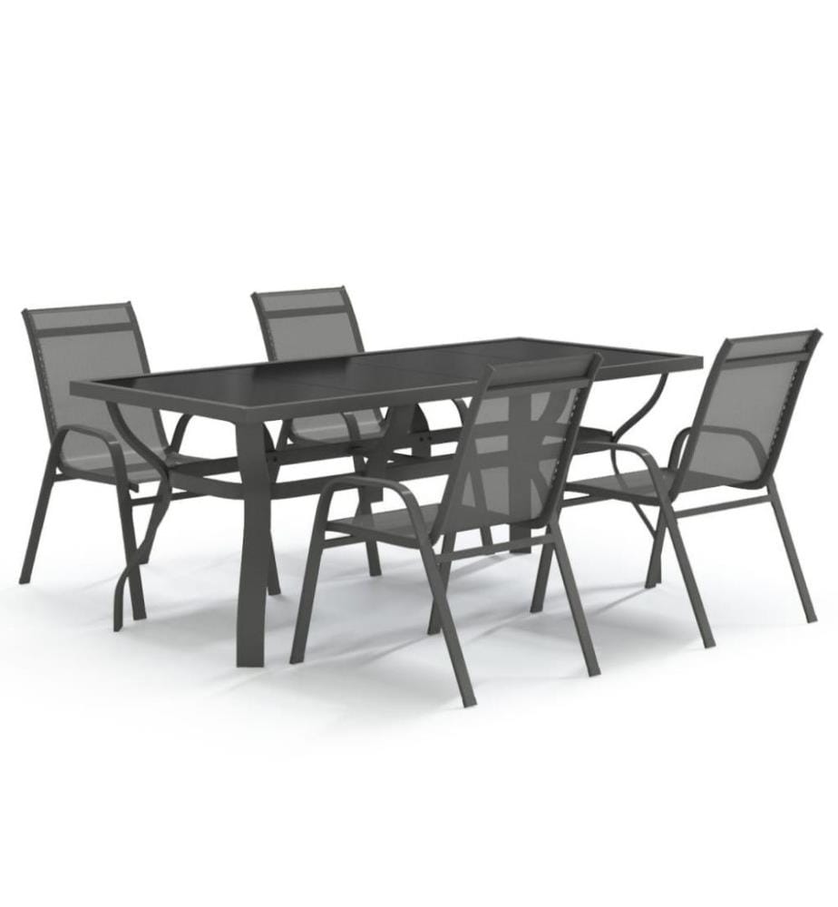 5-tlg. Garten-Essgruppe Grau und Schwarz