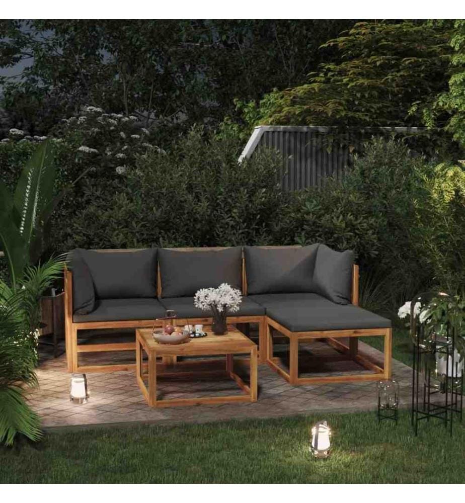 5-tlg. Garten-Lounge-Set mit Kissen Massivholz Akazie