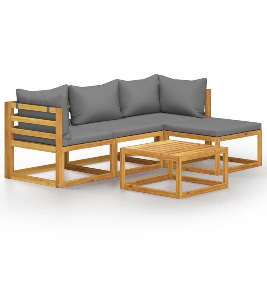 5-tlg. Garten-Lounge-Set mit Kissen Massivholz Akazie