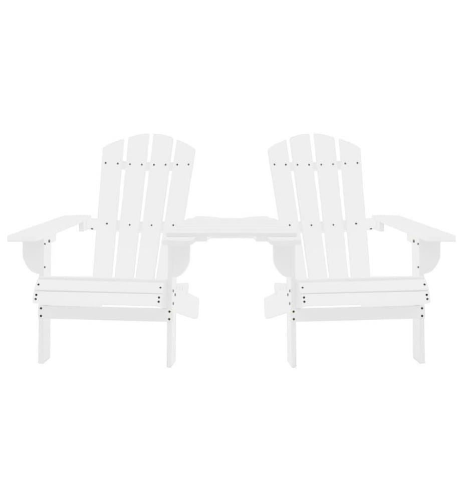 Chaises de jardin Adirondack avec table Bois de sapin Blanc