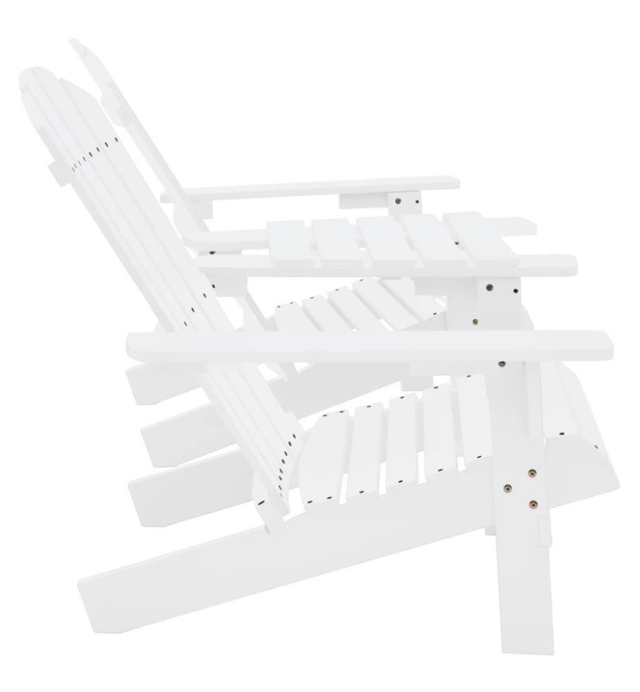 Chaises de jardin Adirondack avec table Bois de sapin Blanc