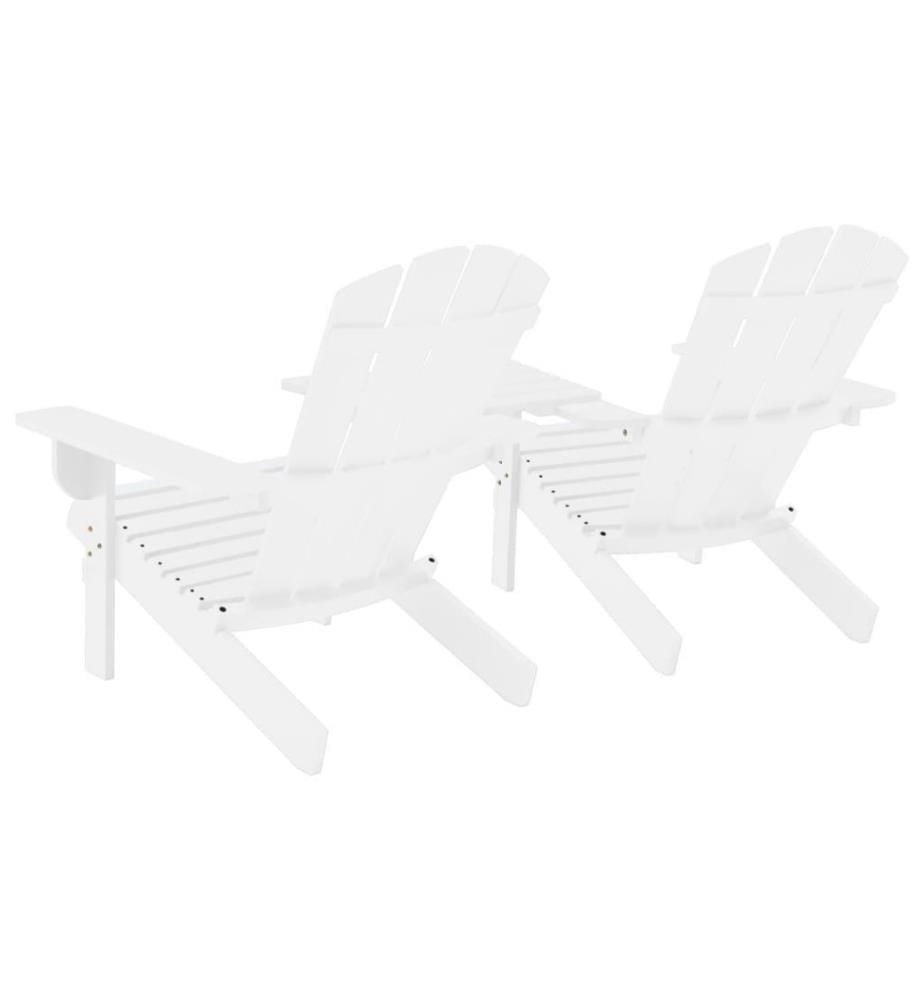 Chaises de jardin Adirondack avec table Bois de sapin Blanc