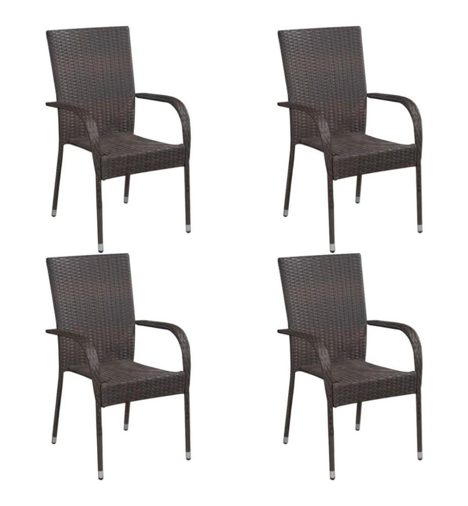 Stapelbare Gartenstühle 4 Stk. Poly Rattan Braun