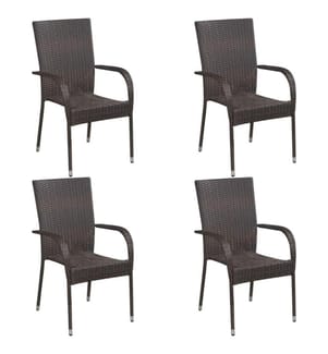 Stapelbare Gartenstühle 4 Stk. Poly Rattan Braun