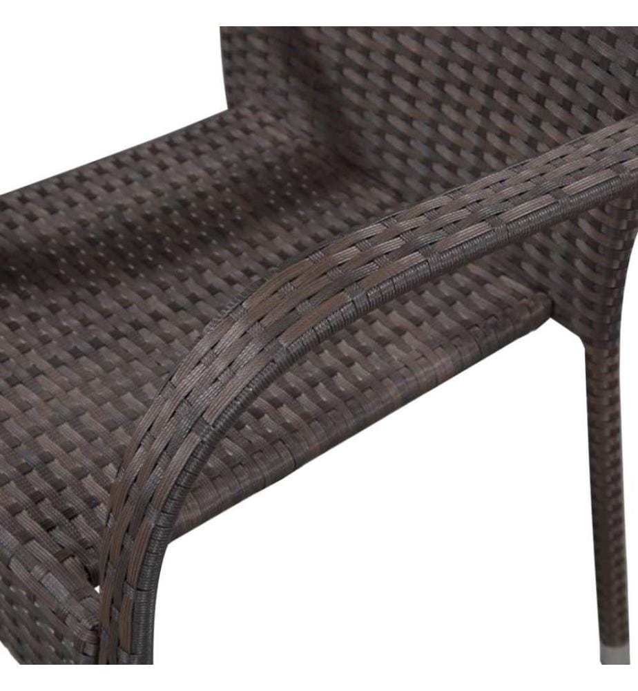 Stapelbare Gartenstühle 4 Stk. Poly Rattan Braun