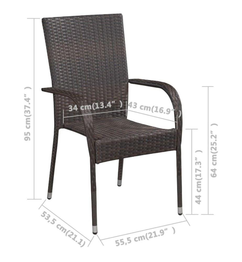 Stapelbare Gartenstühle 4 Stk. Poly Rattan Braun