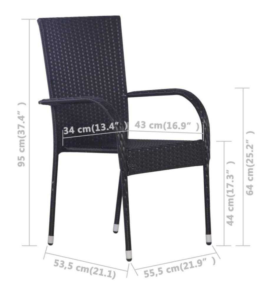 Stapelbare Gartenstühle 6 Stk. Poly Rattan Schwarz