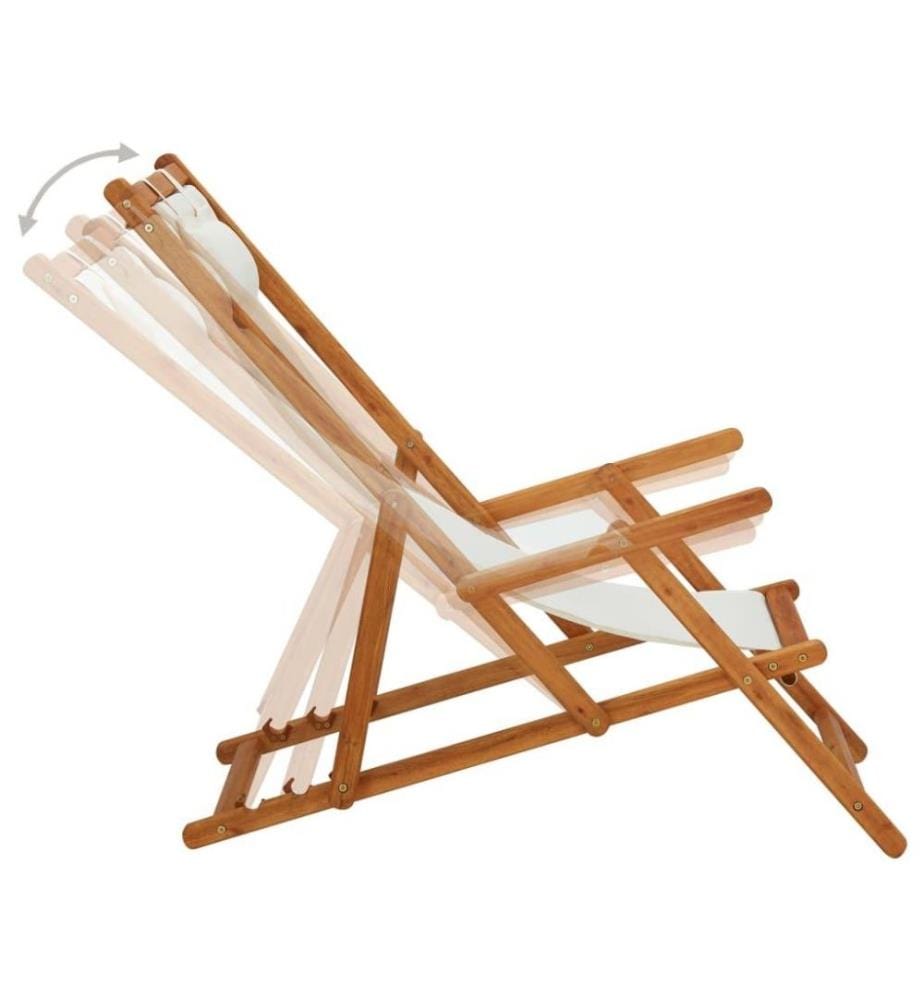 Klappbarer Strandstuhl Eukalyptus Massivholz und Stoff Creme