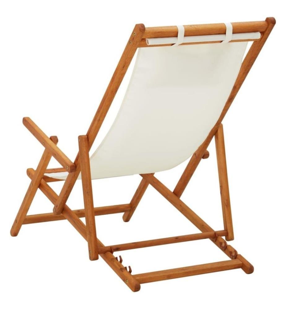 Klappbarer Strandstuhl Eukalyptus Massivholz und Stoff Creme
