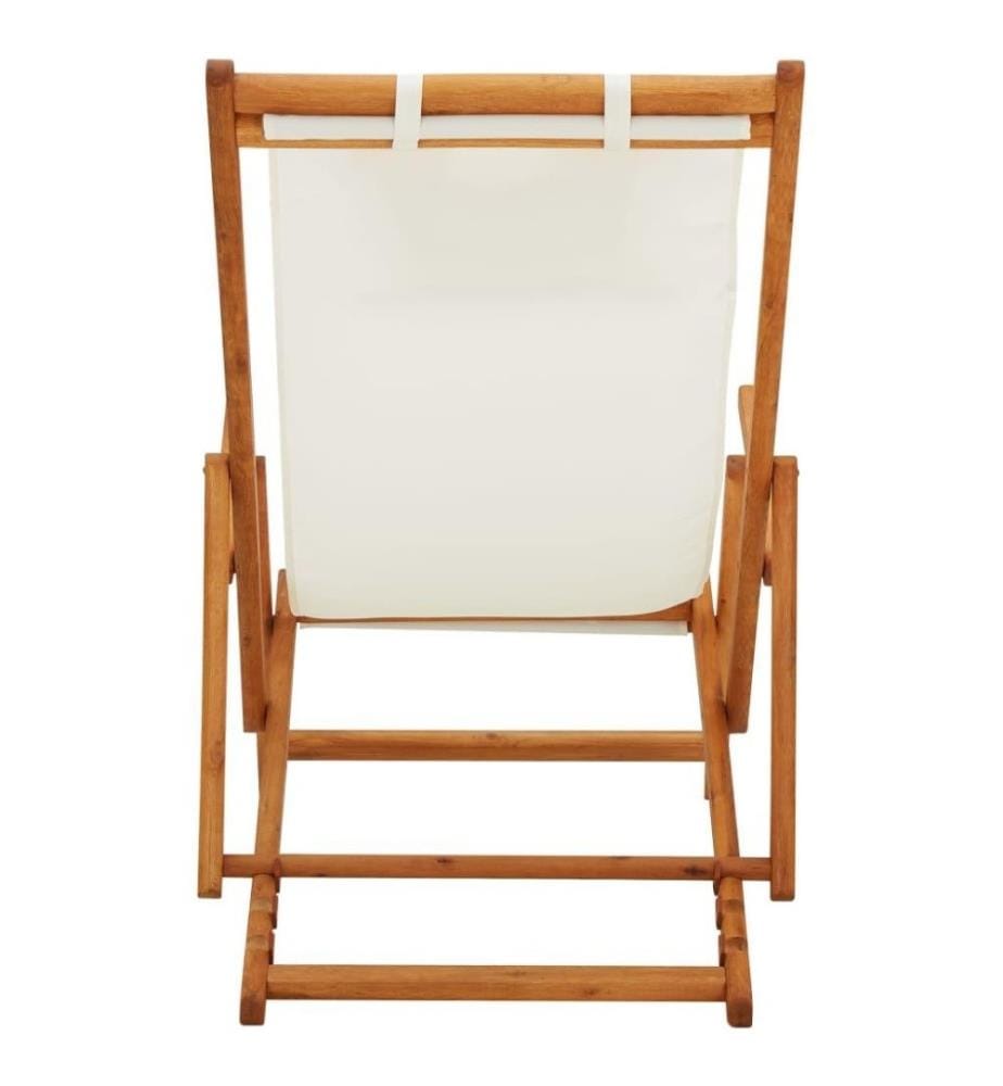 Klappbarer Strandstuhl Eukalyptus Massivholz und Stoff Creme