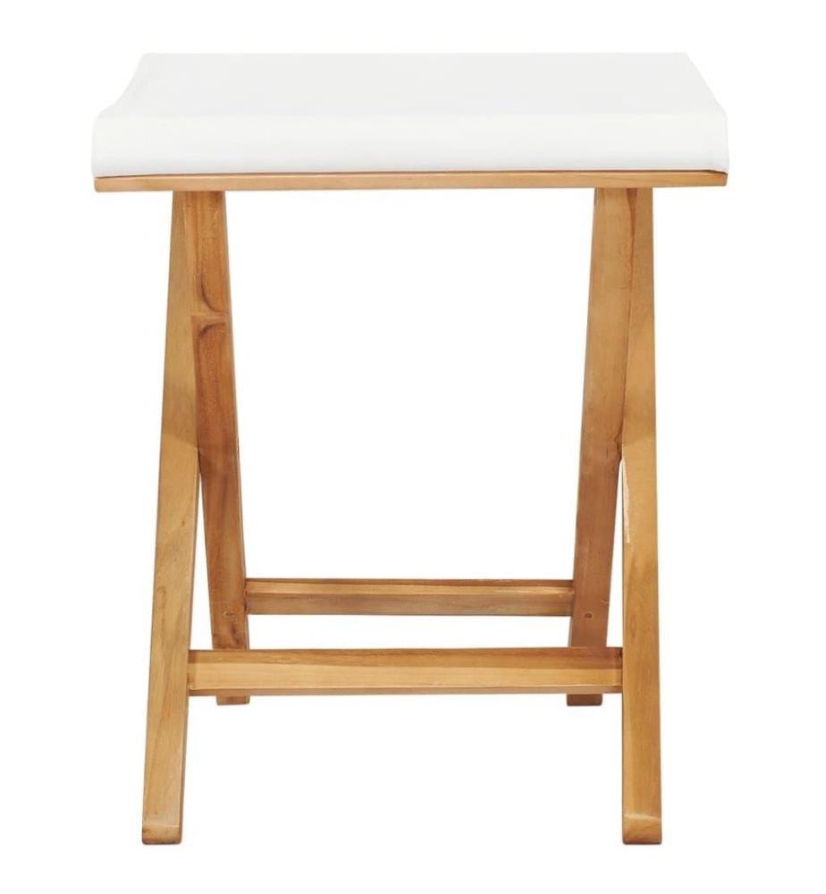 Klappstühle 2 Stk. Teak Massivholz und Stoff Cremeweiss