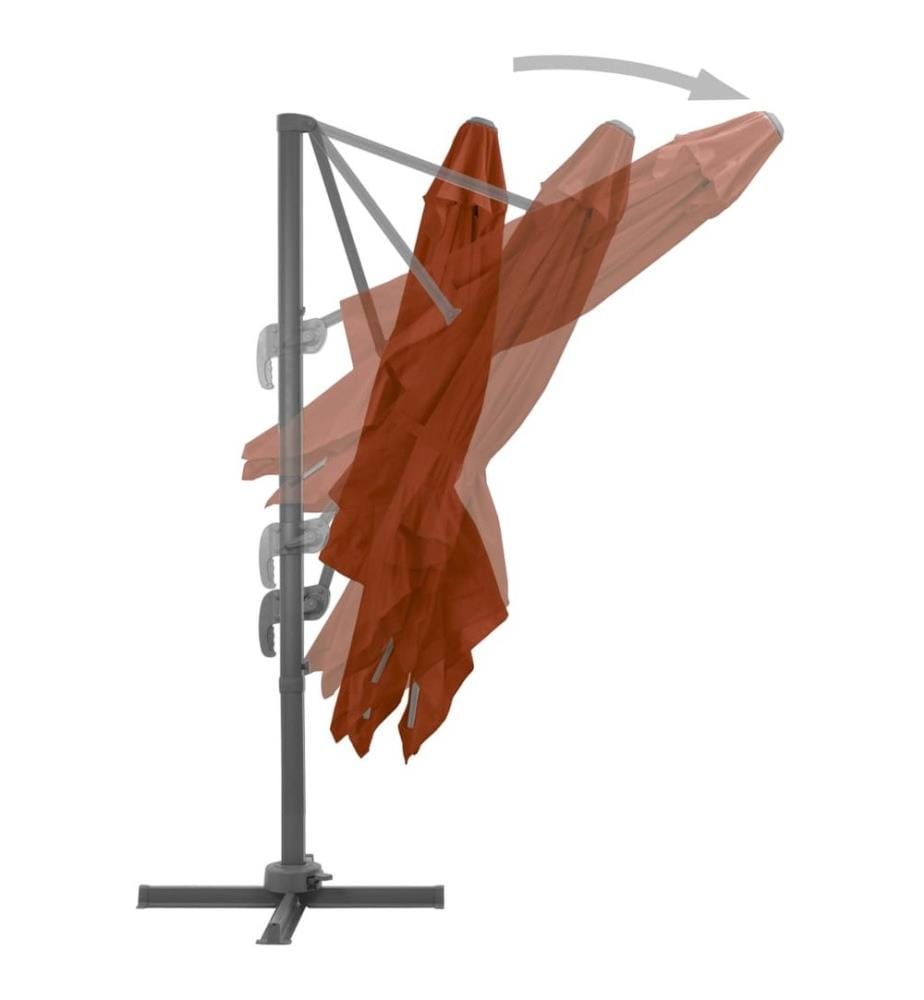 Ampelschirm mit Aluminium-Mast Terrakotta 300x300 cm