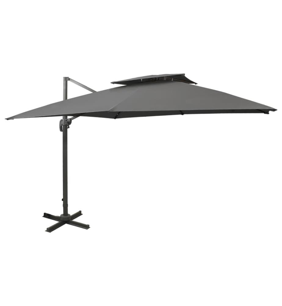 Parasol déporté avec double toit 300x300 cm anthracite