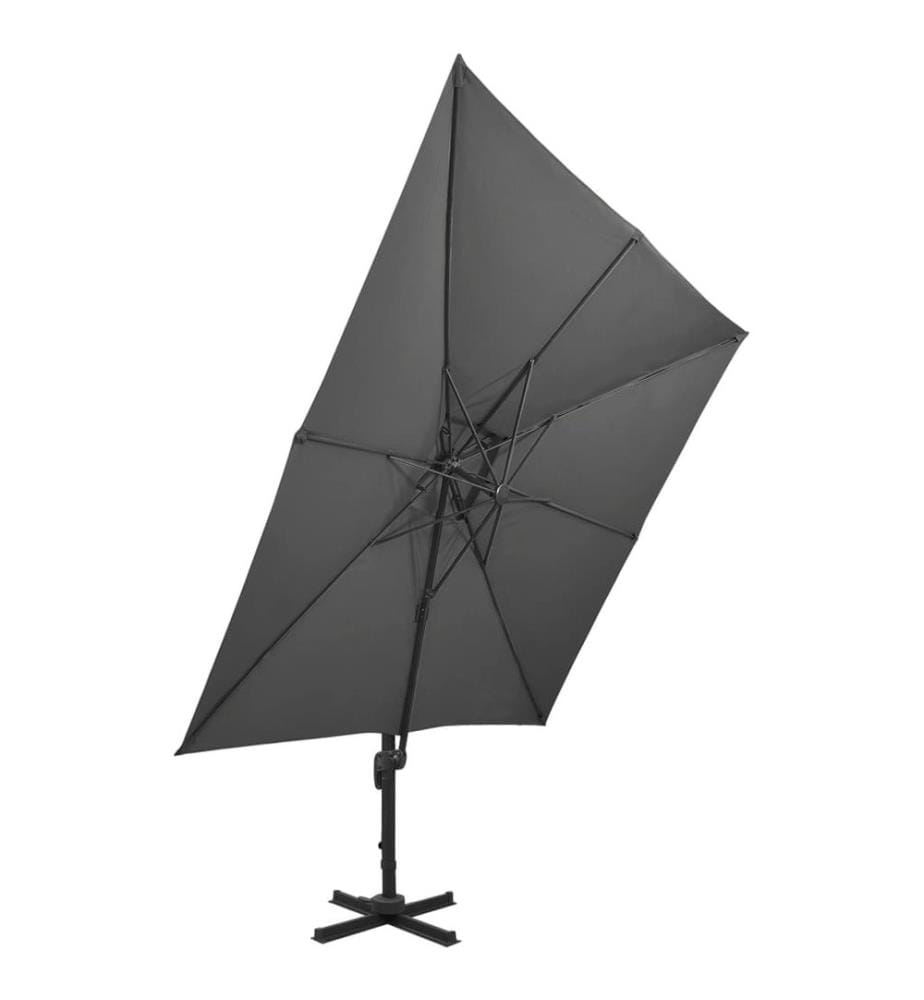 Parasol déporté avec double toit 300x300 cm anthracite